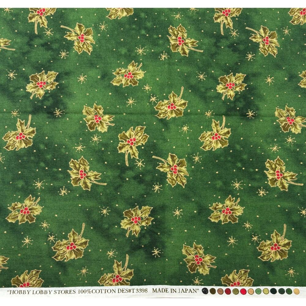 Vintage Hobby Lobby Holly Christmas Cotton Fabric 32"L x 42"W